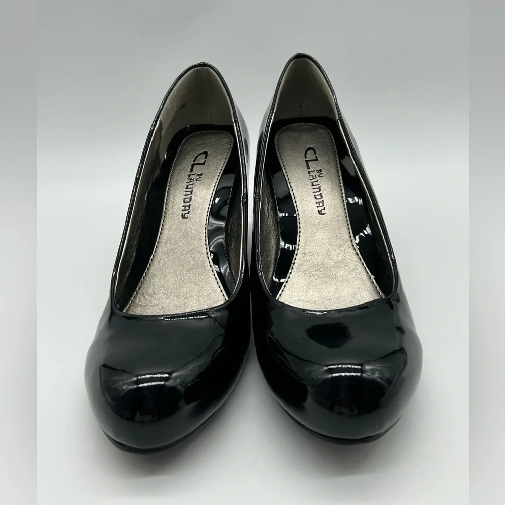 CL by Laundry Nima Patent Black Wedge Pumps Women’s 7 Glossy Heels New In Box